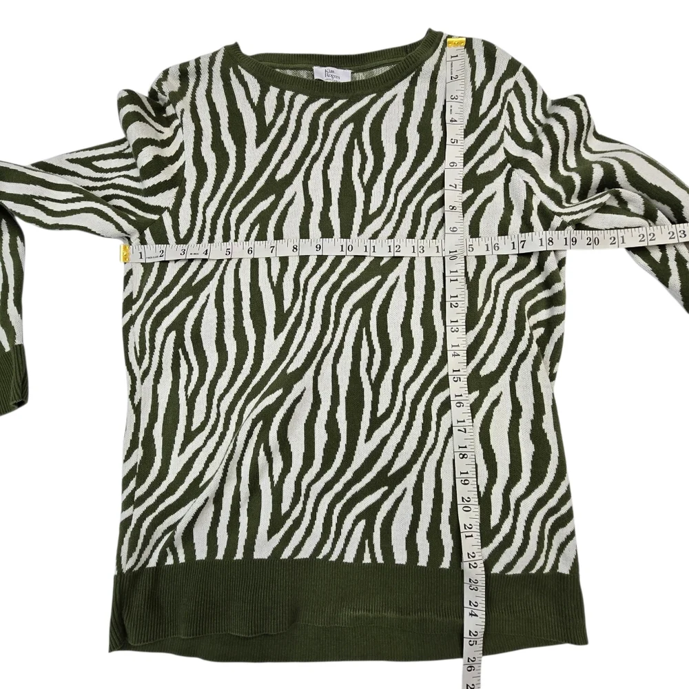 Green and white zebra print sweater